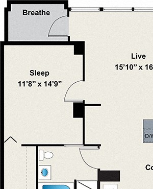 1 Bed 1 Bath Floor plan at 24 S Morgan Apartments, IL, 60607